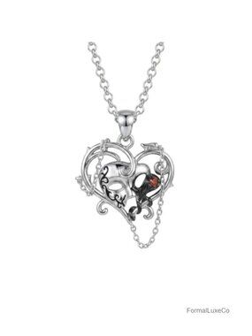 Phantom of the Opera Sterling Silver Gothic Heart Pendant Necklace 18in